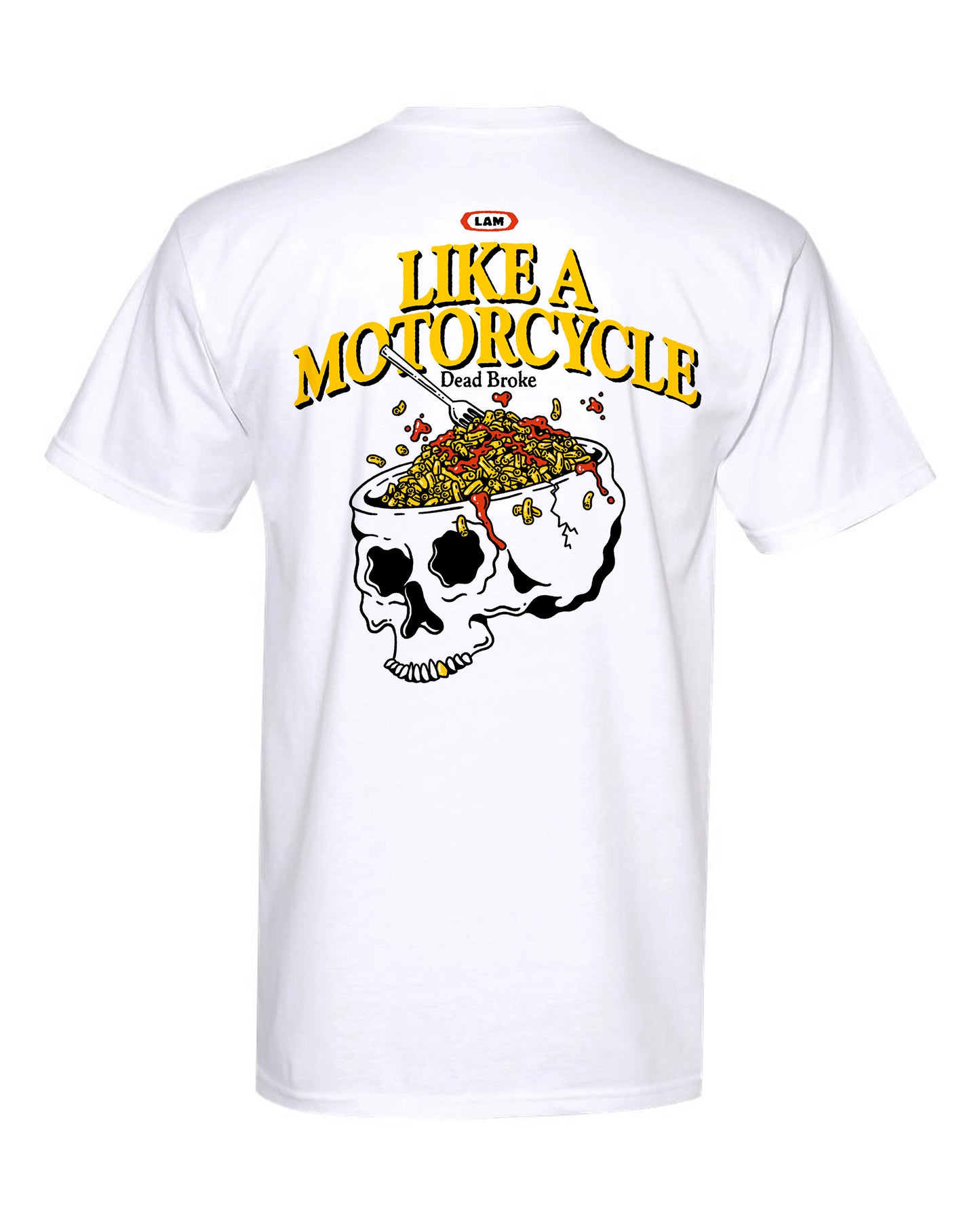 Dead Broke CRAP DINNER Skull Bowl T-Shirt - WHITE